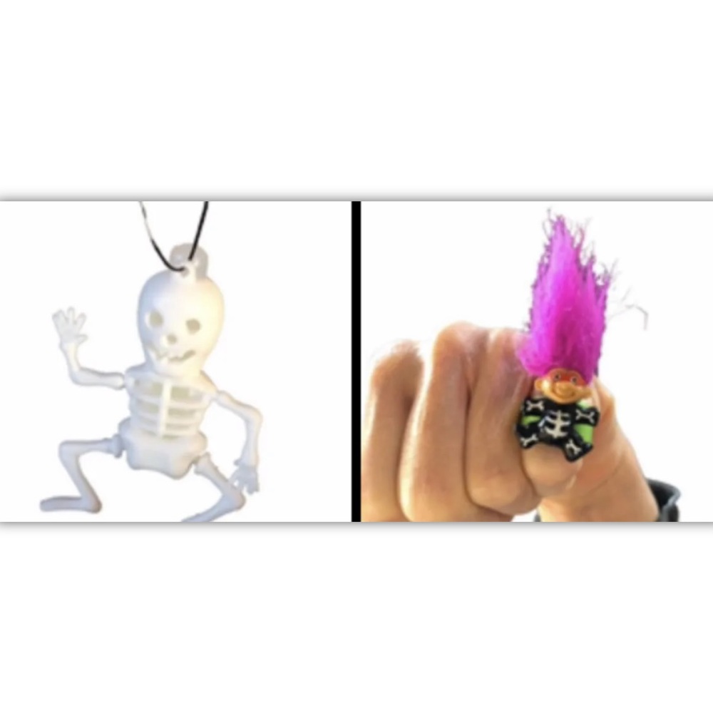 Russ Troll Halloween Costume Adjustable Skeleton Ring Spooky Necklace Jewelry